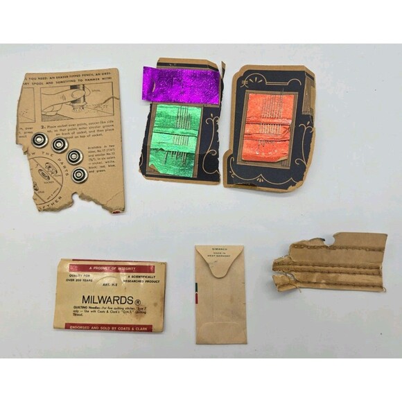Vintage Sewing Notions Lot 1950s Needles Snap Grip Fastener Hook Eye Loop Singer - Picture 2 of 14
